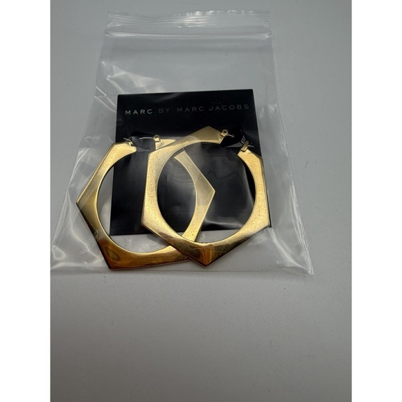 Marc By Marc Jacobs Jewelry - Marc by Marc Jacobs Oro Gold Hexagon Hoop Earrings Geometric M5123177 New